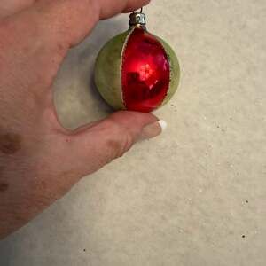 Vintage Multi Color Stripe Ball Glass Christmas Ornament Poland